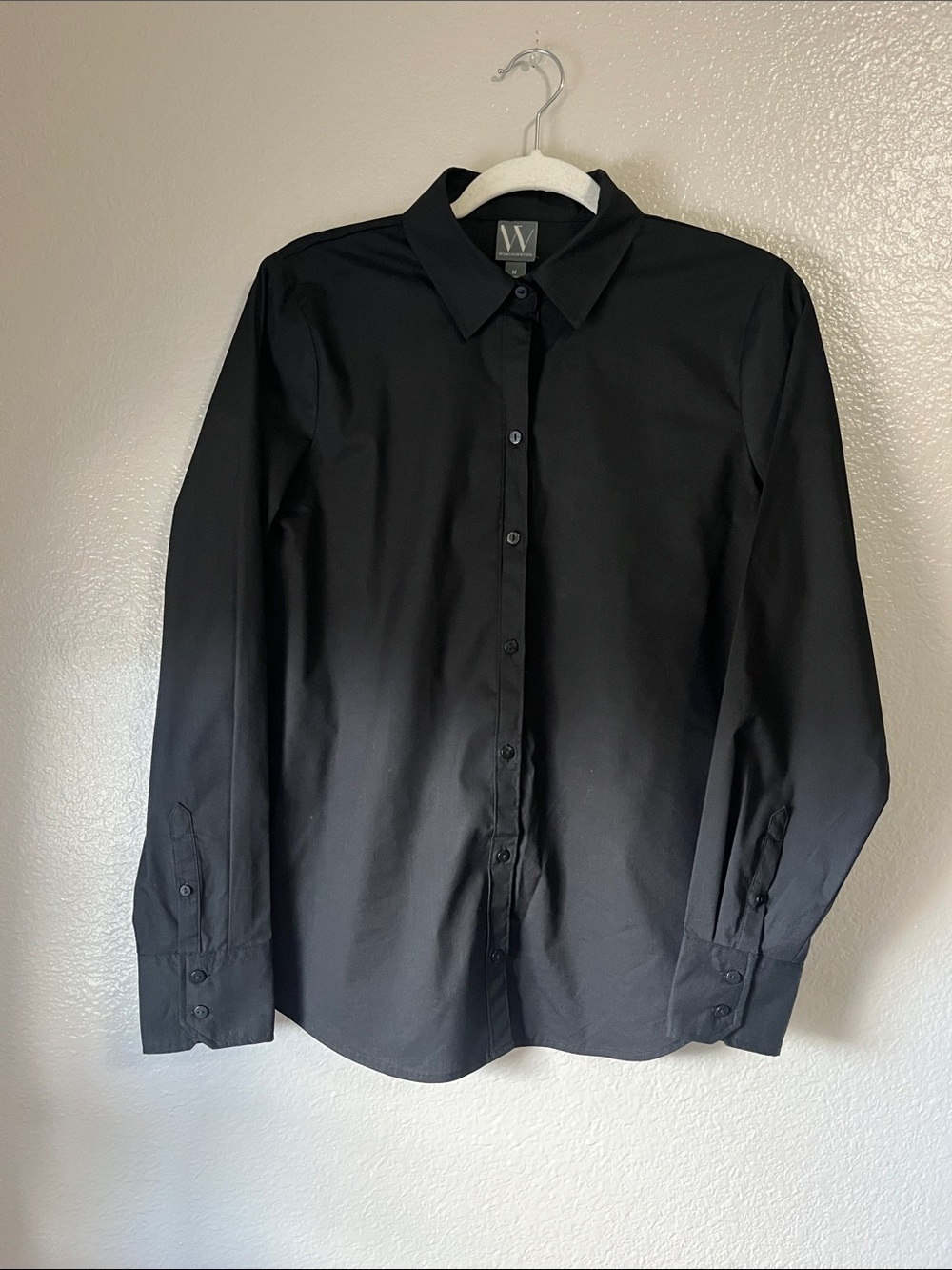 Worthington Black Button down Shirt Sz M Office Business Casual Chic TC0524